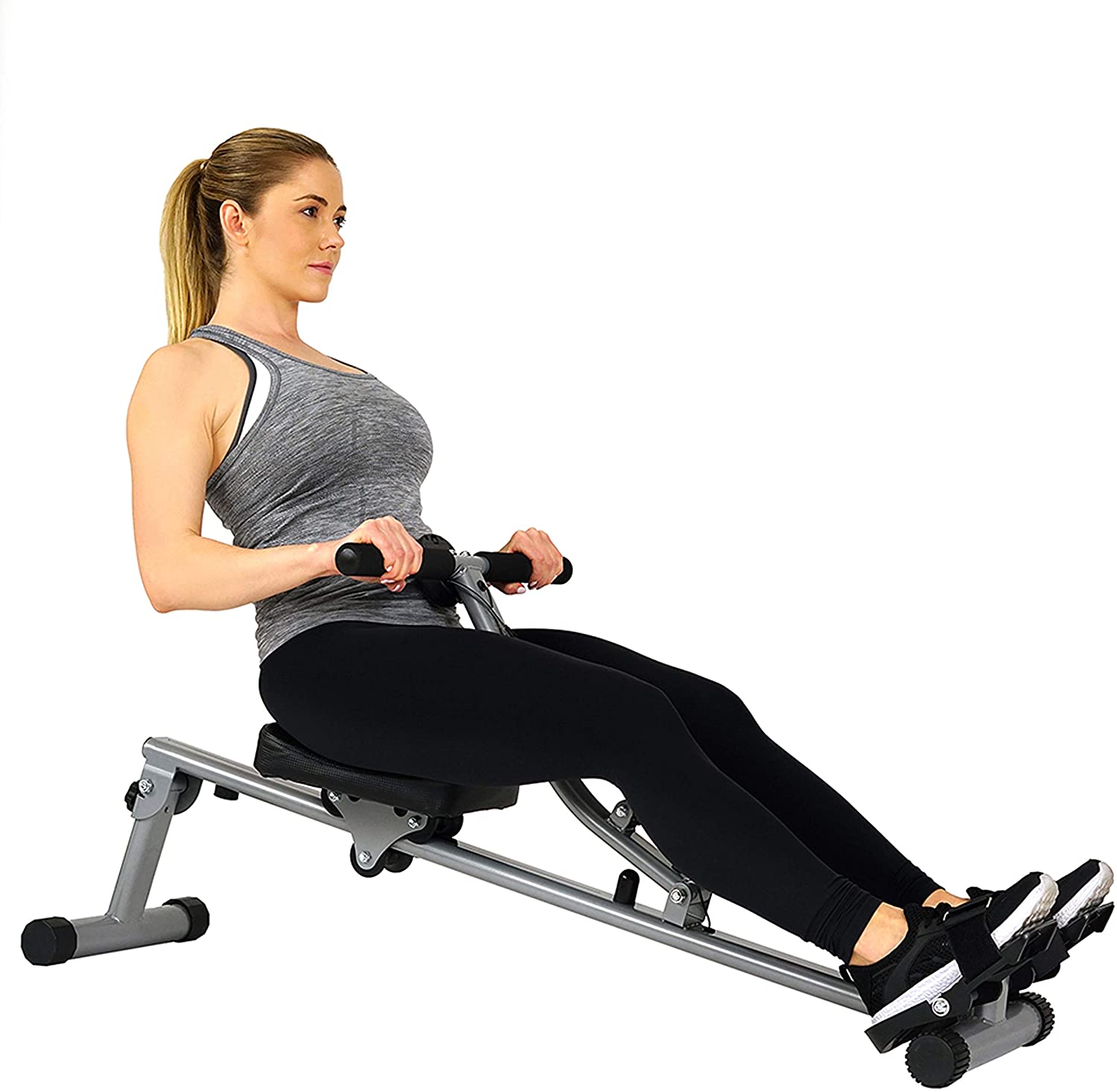 Sunny Health & Fitness SF-RW1205 Rowing Machine Rower with 12 Level Adjustable Resistance, Digital Monitor, and 220 LB Max Weight