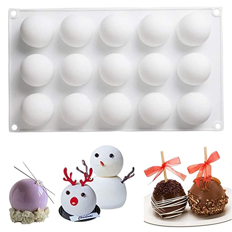 Cake Pop Mold 3D Christmas Round Chocolate Covered Cherry Making Tools Lollipop Butter Ball Mousse Dessert Silicone Mould