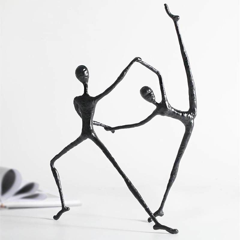 Light Luxury Black Metal Sports Figures Wrought Iron Sculpture Dance Pose Yoga Figure Living Room Decoration Home Decoration
