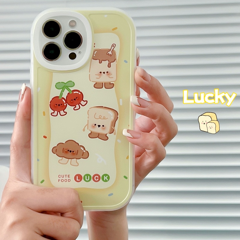 Retro Cherry Chocolate Toast bread cartoon Phone case For iPhone 14 13 11 12 Pro Max Xr 14 Plus XS Max 7 8 Plus case Cute Cover