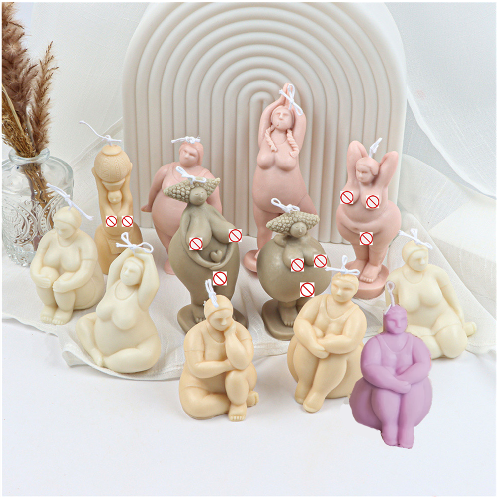 Statuary Decor Yoga Pose DIY Candle Moulds Plump Africa Woman Body Resin Casting Silicone Molds Busty Female Torso Plaster Maker