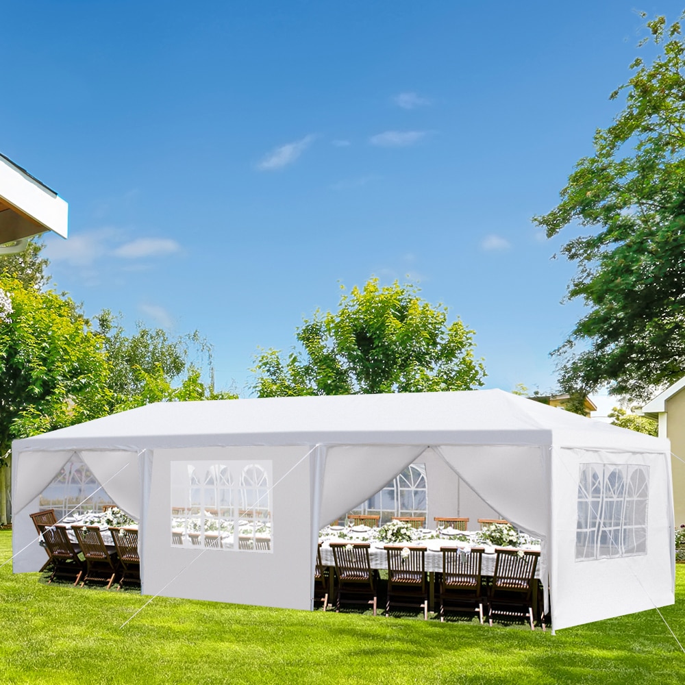 10'x30' Outdoor Party Tent with 8 Removable Sidewalls, Waterproof Canopy Patio Wedding Gazebo, White