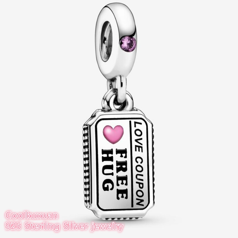 100% Original 925 Sterling Silver Love Coupon Dangle Charm beads Fits Brand bracelets Jewelry Making