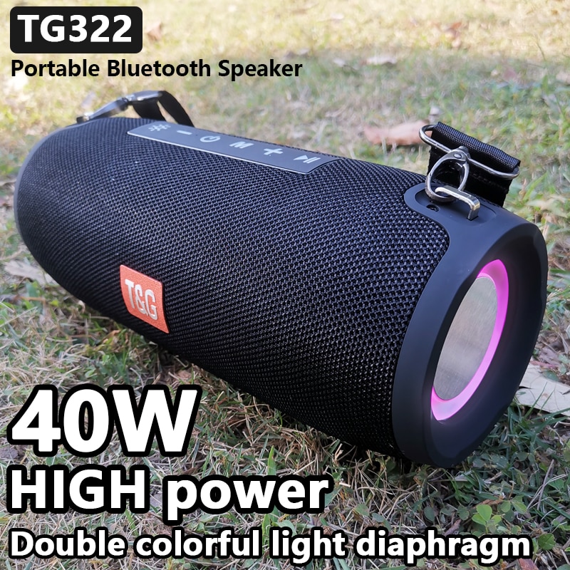 40W High Power TG322 LED caixa de som Bluetooth Speaker Waterproof Portable Column For Computer Speakers Subwoofer Music Center