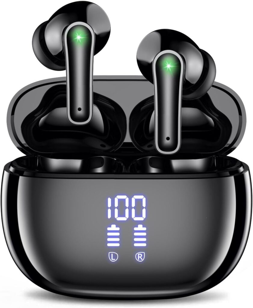 DIUARA Wireless Earbuds V5.3 Bluetooth Headphones 48 Hrs Playtime with LED Power Display Charging Case, IPX5 Waterproof Deep Bass Stereo Earphones with Mic for Android iOS Cell Phone