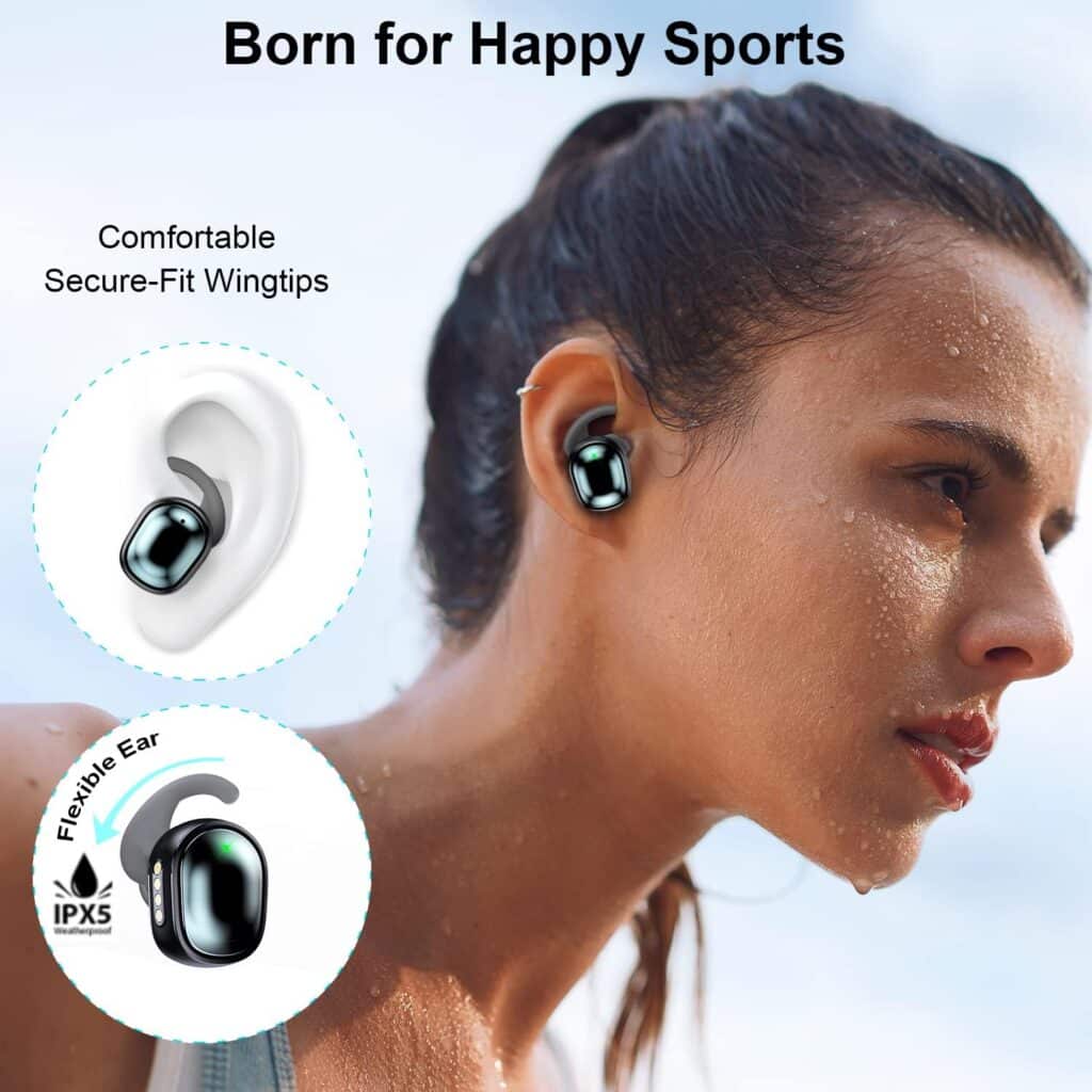 Ear Buds Wireless Bluetooth Earbuds V17 with Wireless Charging Case and LED Digital Display 100hrs Playtime IPX6 Waterproof Earphones with Earhooks Great Sound for Sports Running Workout Gym Black
