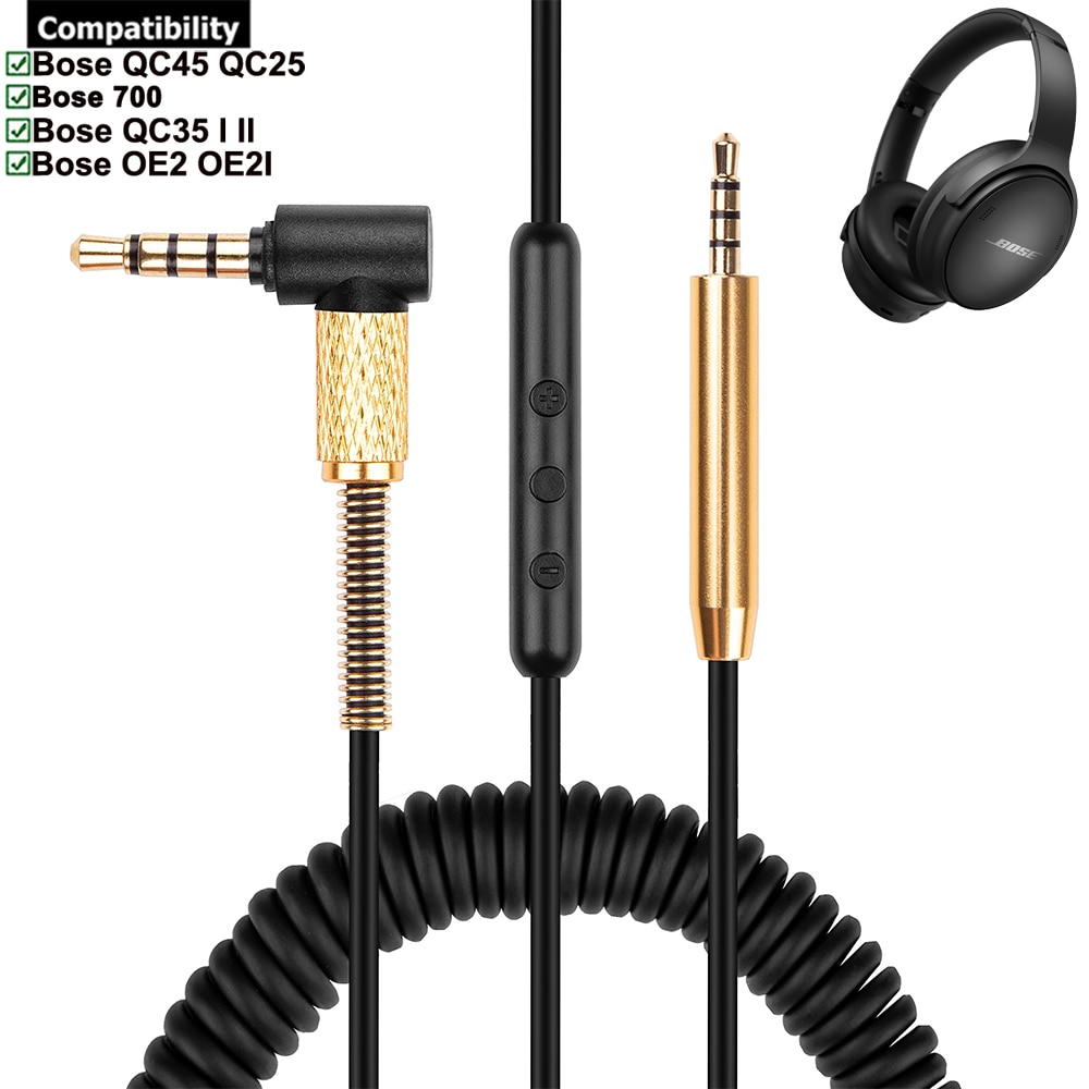 Spring Coiled Replacement Cable Extension Cord for Bose QC45 QC35 QC25 NC700 QuietComfort 45 35 25 700 OE2 OE2I Headphones