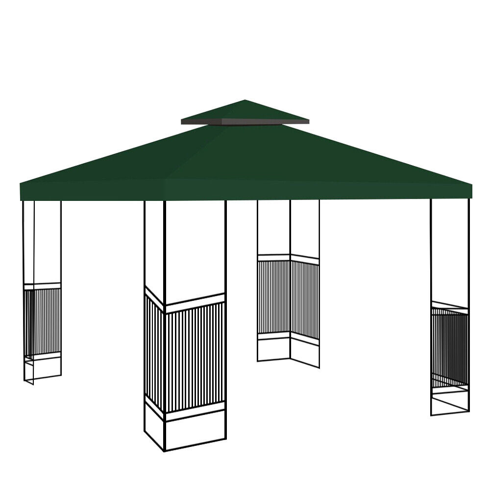 10' x 10' 2-Tier Gazebo Top Canopy Cover Canopy Replacement Sunshade Patio Cover