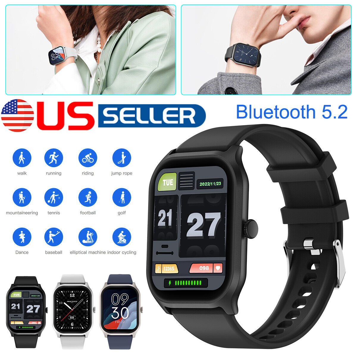 2023 Smart Watch For Men/Women Waterproof Smartwatch Bluetooth FR iPhone Samsung