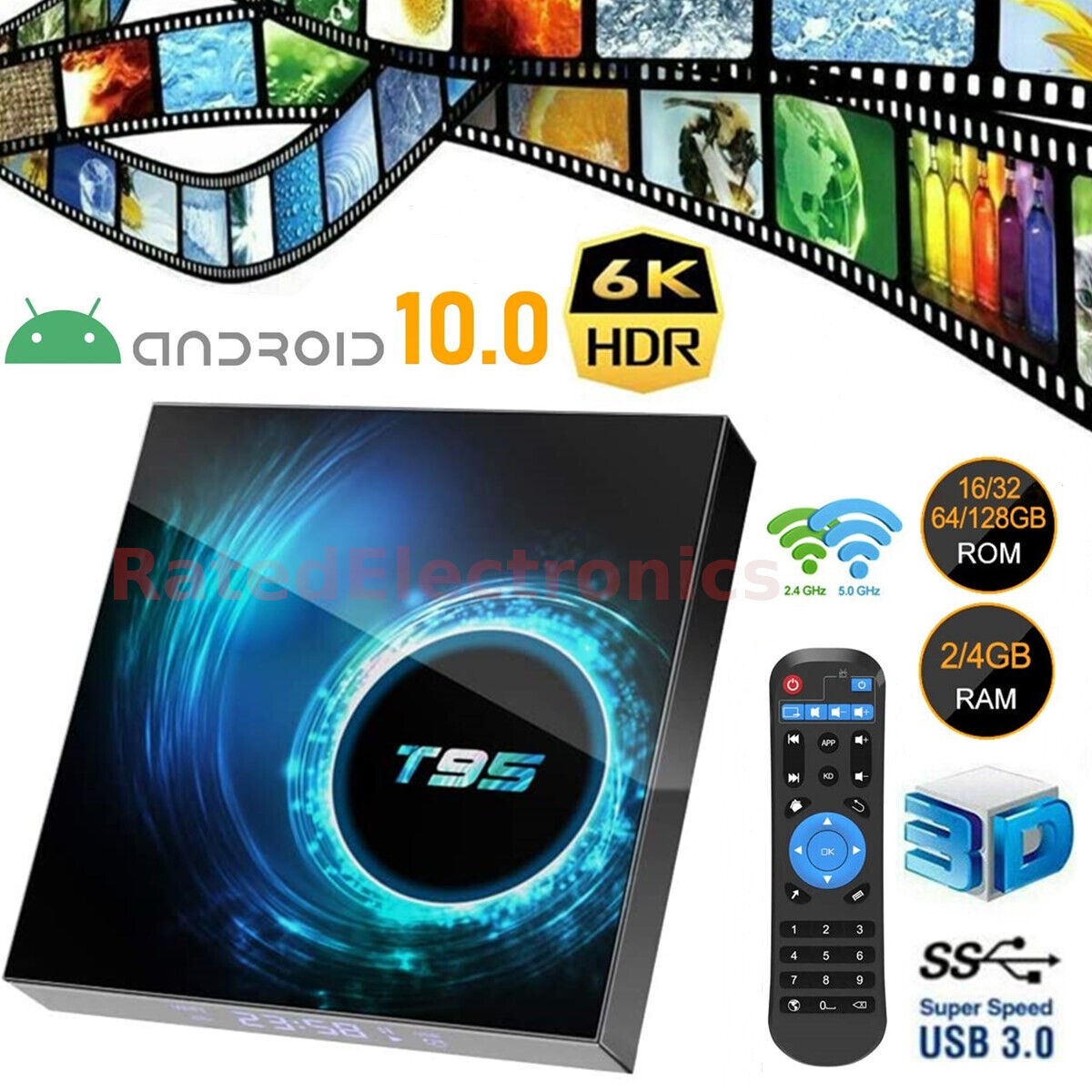 2023 Upgraded T95 Smart Android 10.0 TV Box Quad Core 6K WIFI Stream Player US