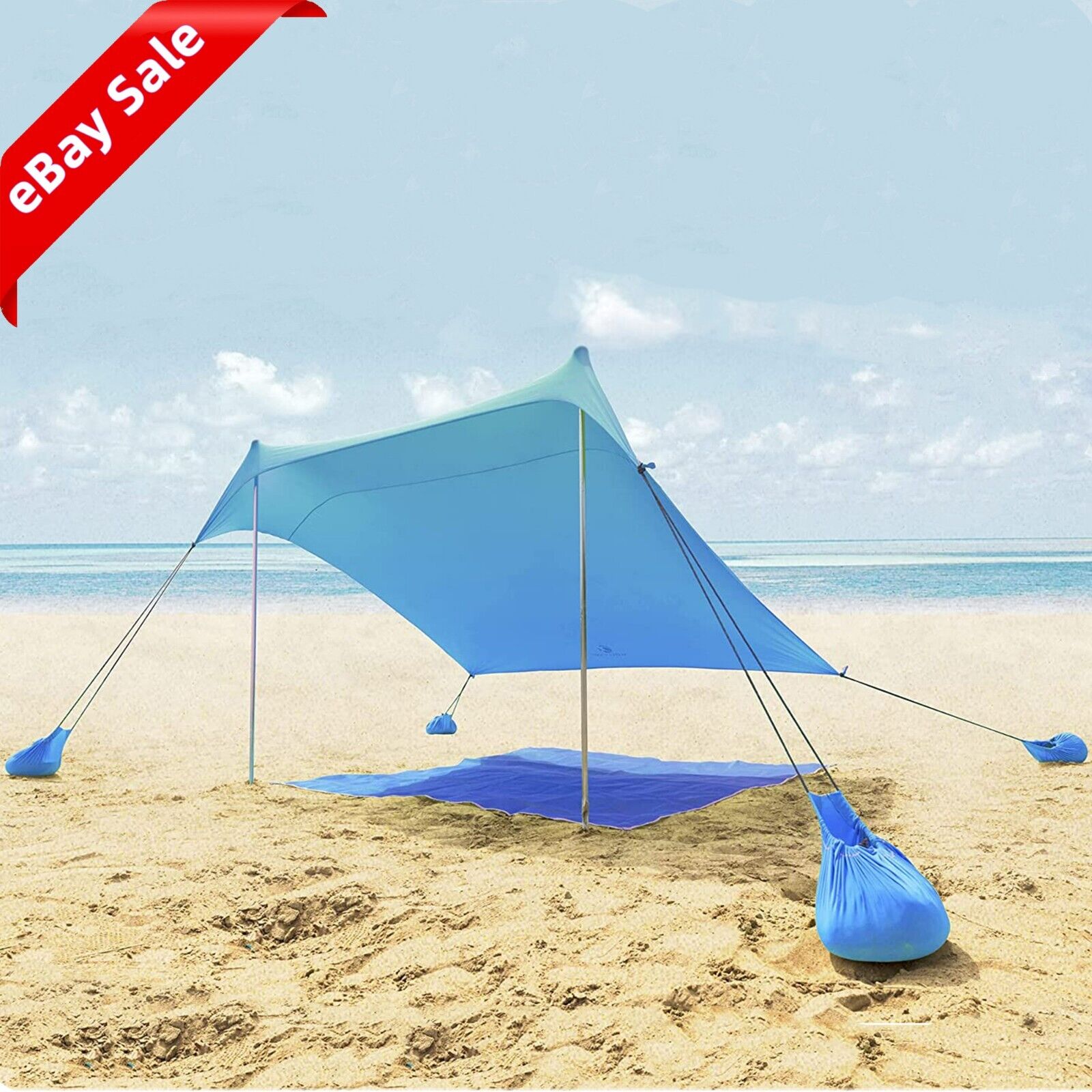 ALPHA CAMP Beach Shade Tent Portable Canopy Sun Shelter Sandbag Anchor 7.6x7.2FT