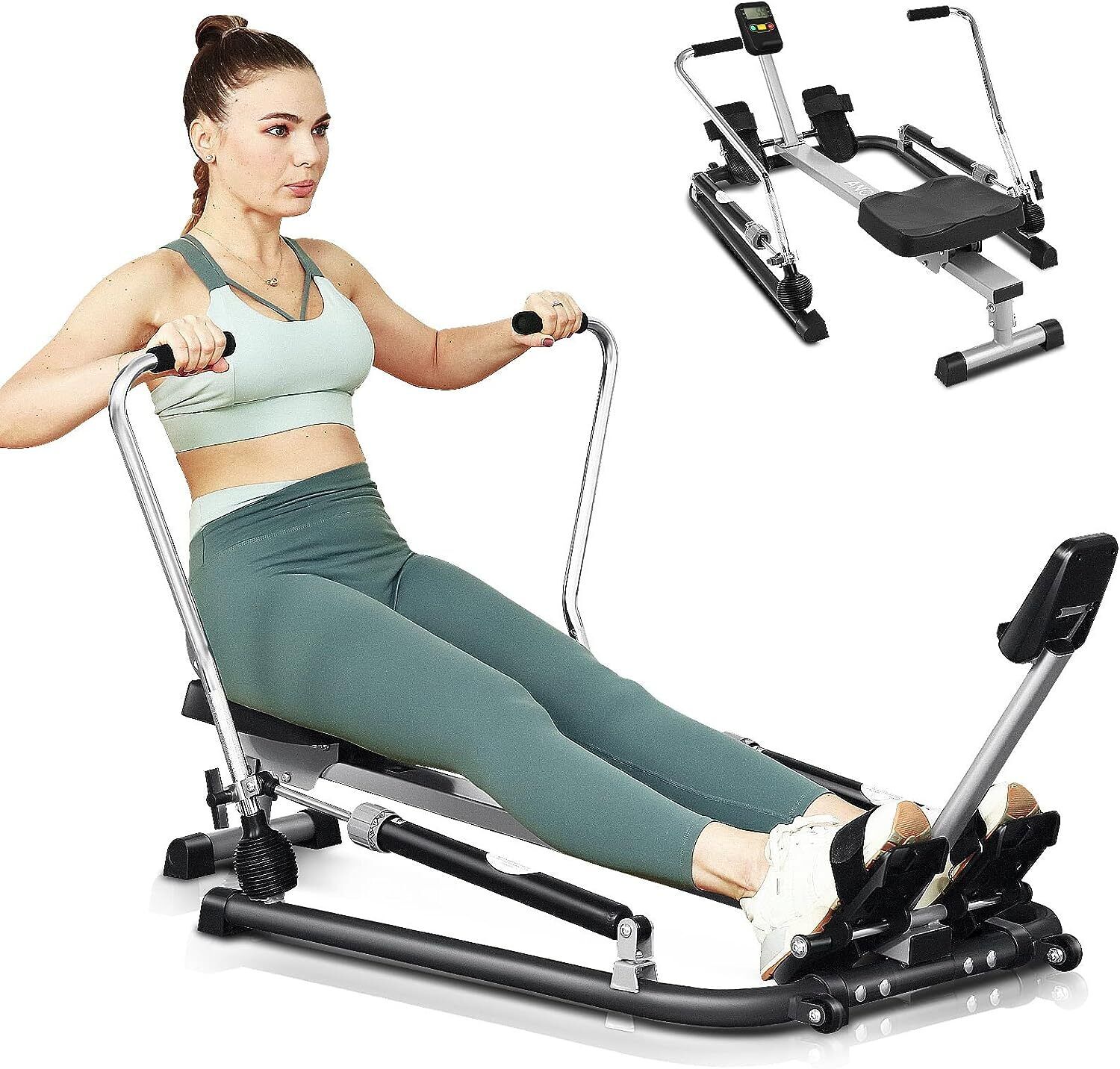 ANCHEER Rowing Machines for Home Use, Foldable Hydraulic Rower Machine Exercise
