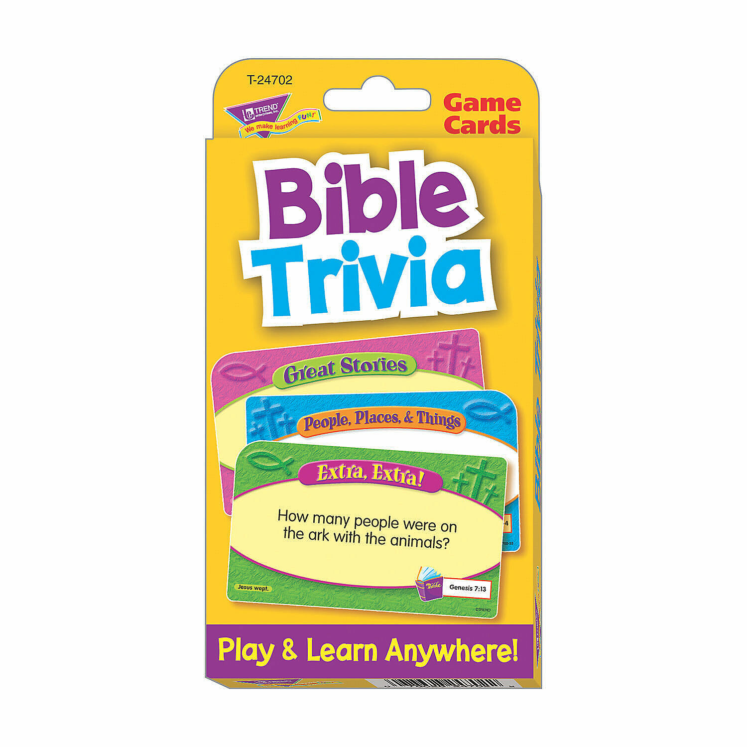 Bible Trivia Challenge Cards, Religious, Educational, 1 Piece