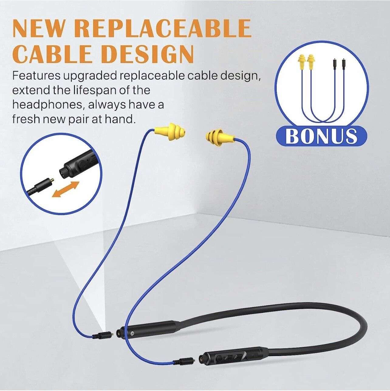 Bluetooth earplug headphones Mipeace neckband wireless earbuds earplugs-29db