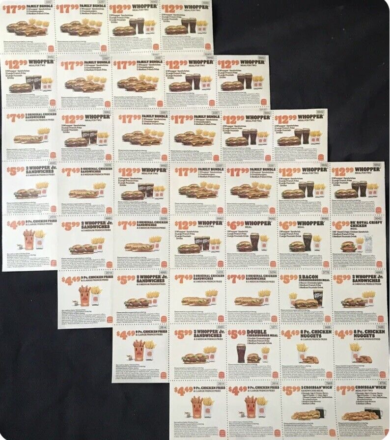 Burger King Coupons 4 Sheets Exp 6/25/23