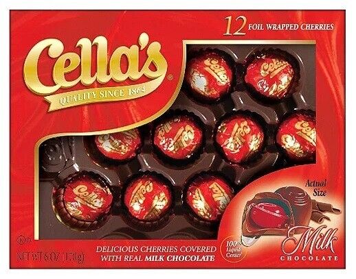 Cella's Holiday Milk Chocolate Covered Cherries 6 oz 12 Count-USA