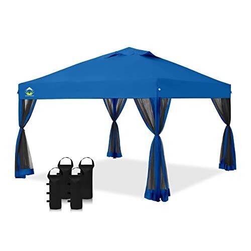 CROWN SHADES 10x10 Pop up Canopy Outside Canopy with 4 Removable nettings wit...