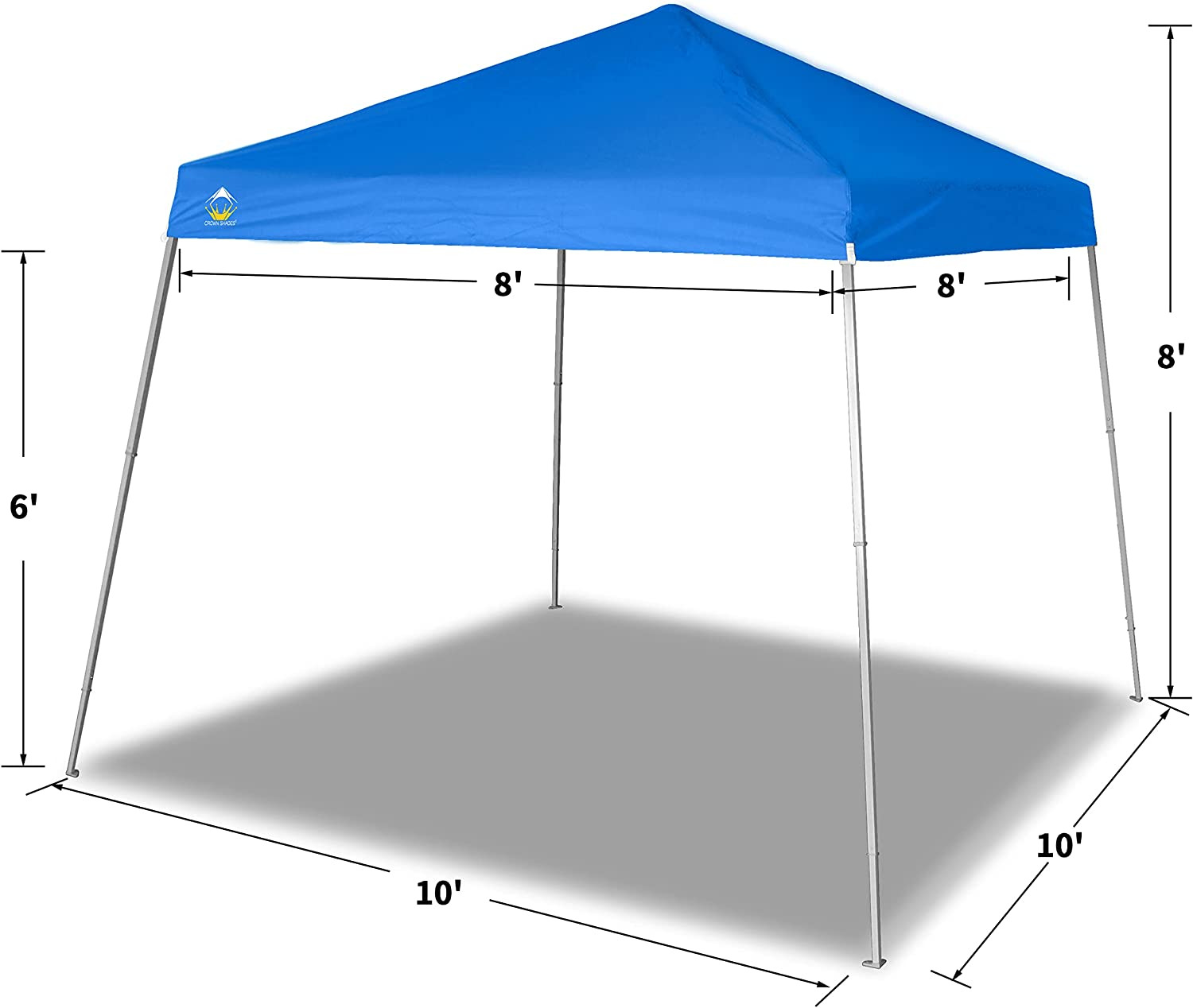 CROWN SHADES Patented 10Ft X 10Ft Base and 8Ft X 8Ft Top Slant Leg Outdoor Pop u