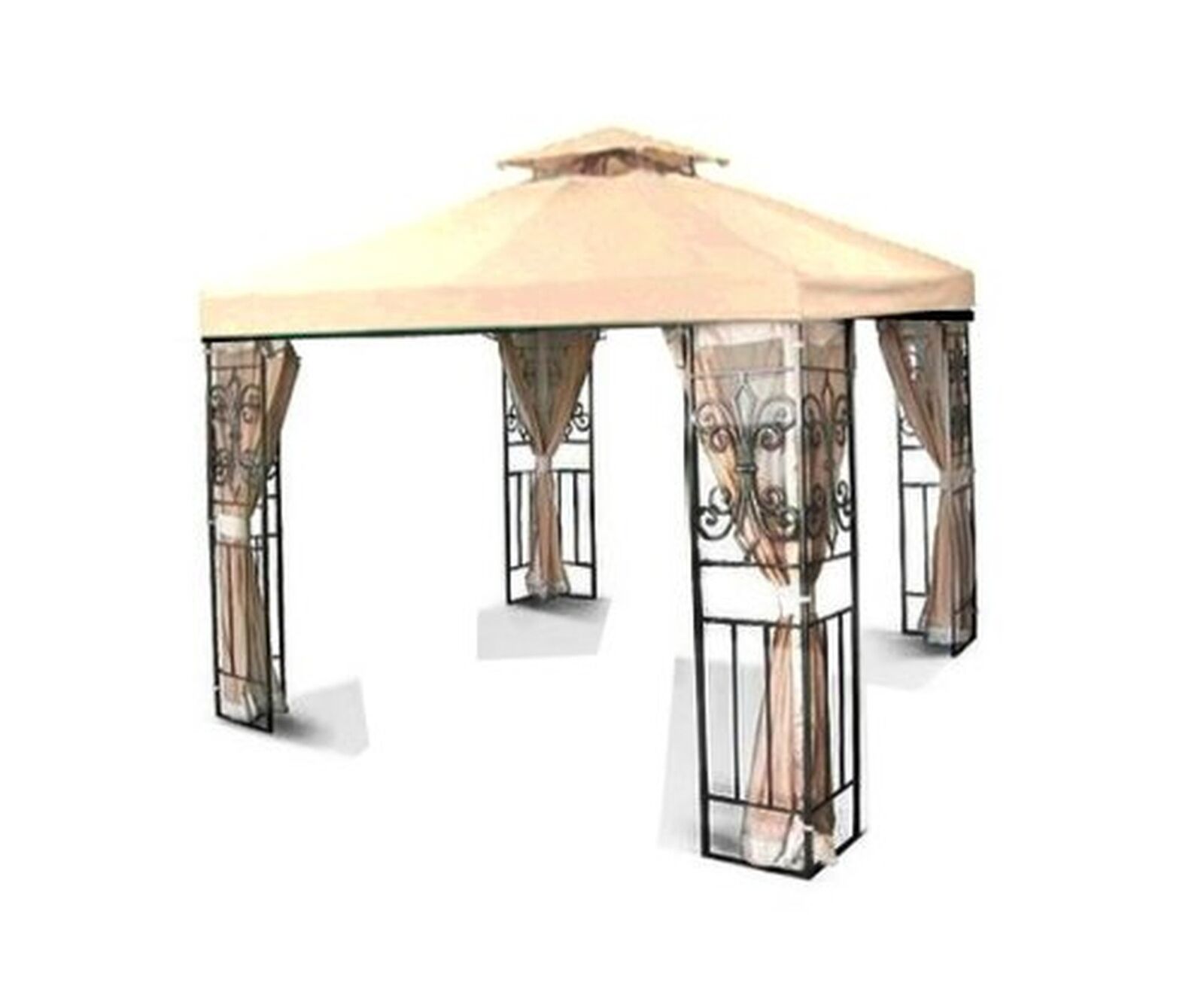 GH 10' X 10' Gazebo Replacement Canopy Top Cover - Beige, Double-teir