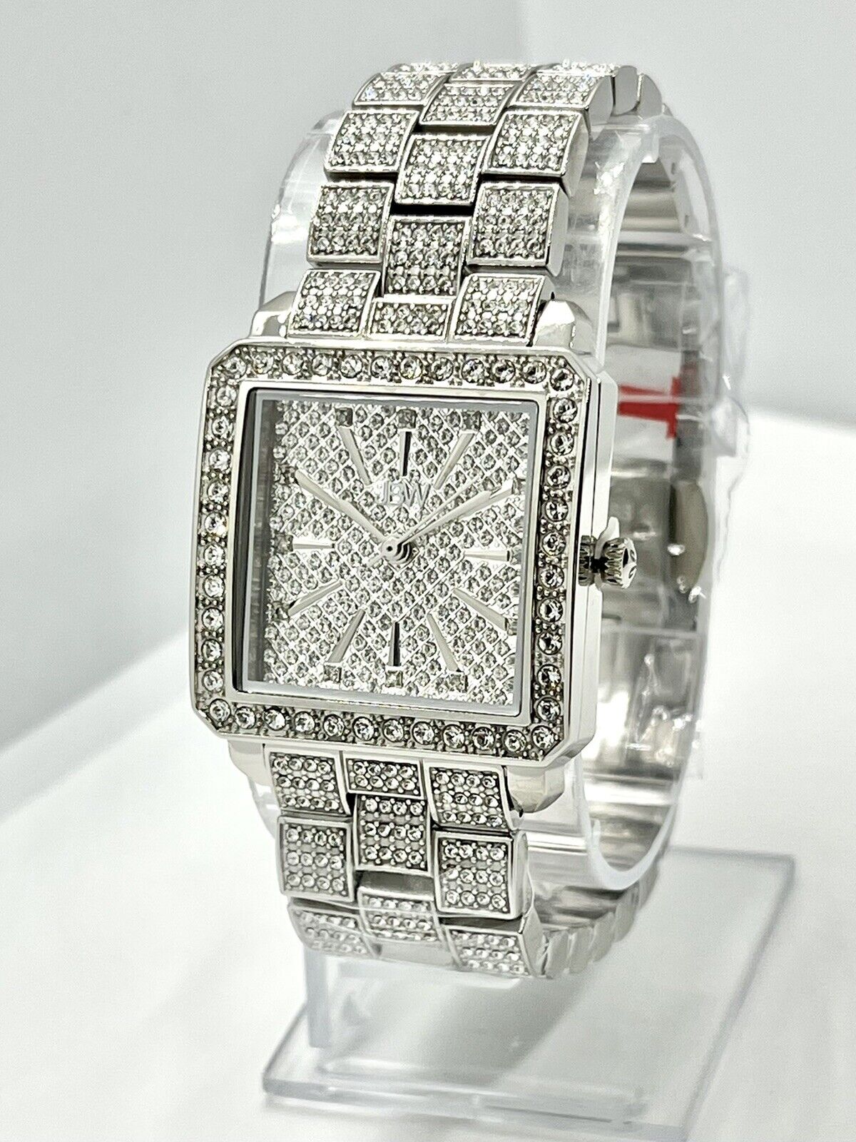 JBW Women’s Cristal All Silver Crystals Square 27mm Stainless Steel Watch J6386C