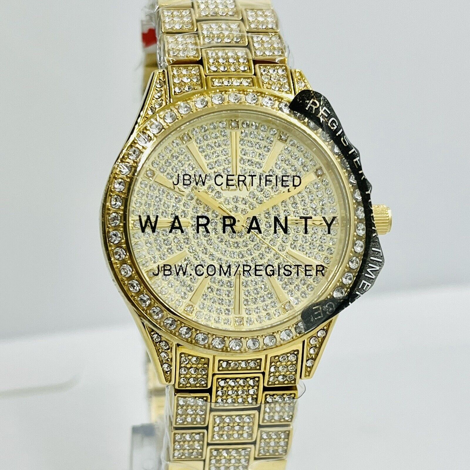 NEW JBW Women's Cristal 18K Gold Diamond 34mm Stainless Steel Watch J6383A
