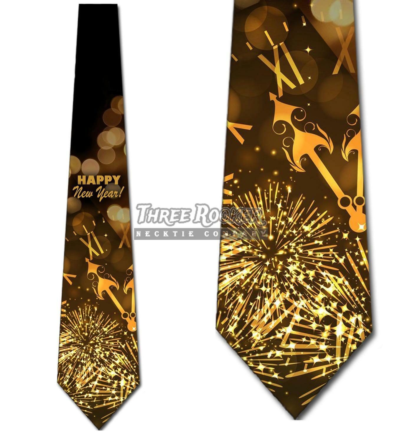 New Year's Ties Men's Holiday Necktie Black Tie