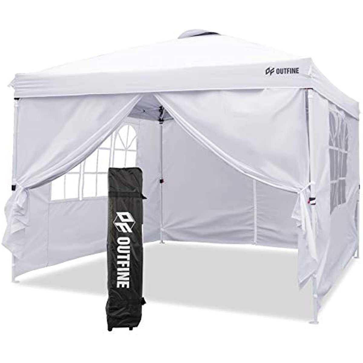 OUTFINE Canopy 10'x10' Pop Up Commercial Instant Gazebo Tent, White, 10*10FT
