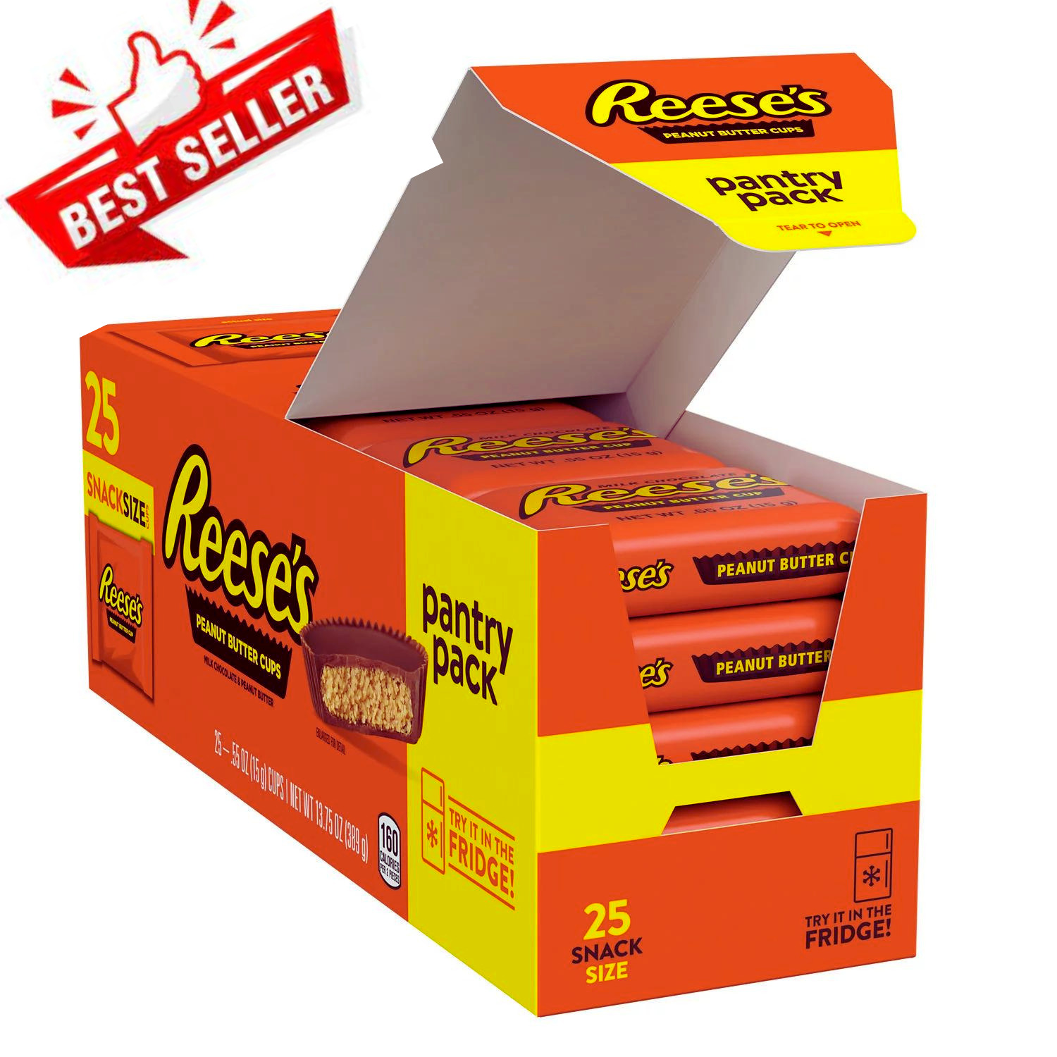 REESE'S Milk Chocolate Peanut Butter Cups Snack Size Candy Gluten Free 25 Pieces