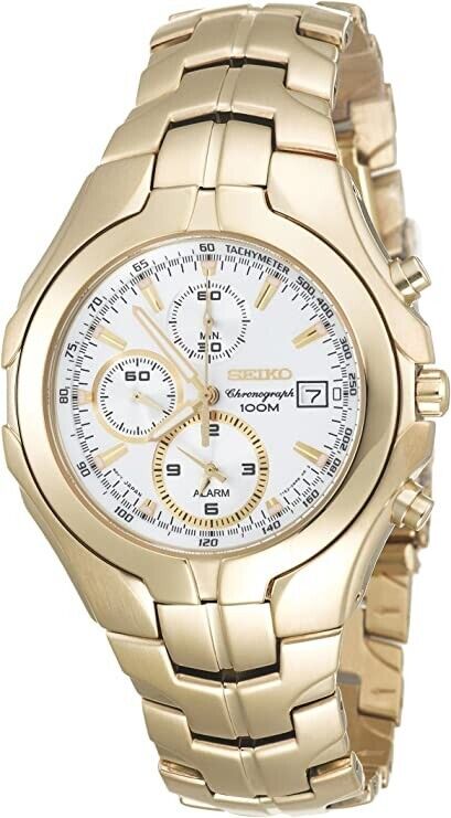 Seiko Men's SNAC96 Excelsior Alarm Chronograph Gold-Tone Watch