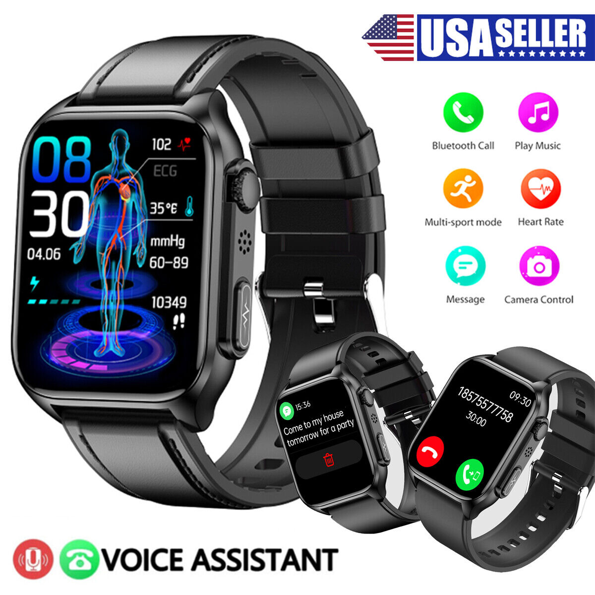 Smart Watch for Men Smartwatch Bluetooth Call for iOS Android Health Monitoring