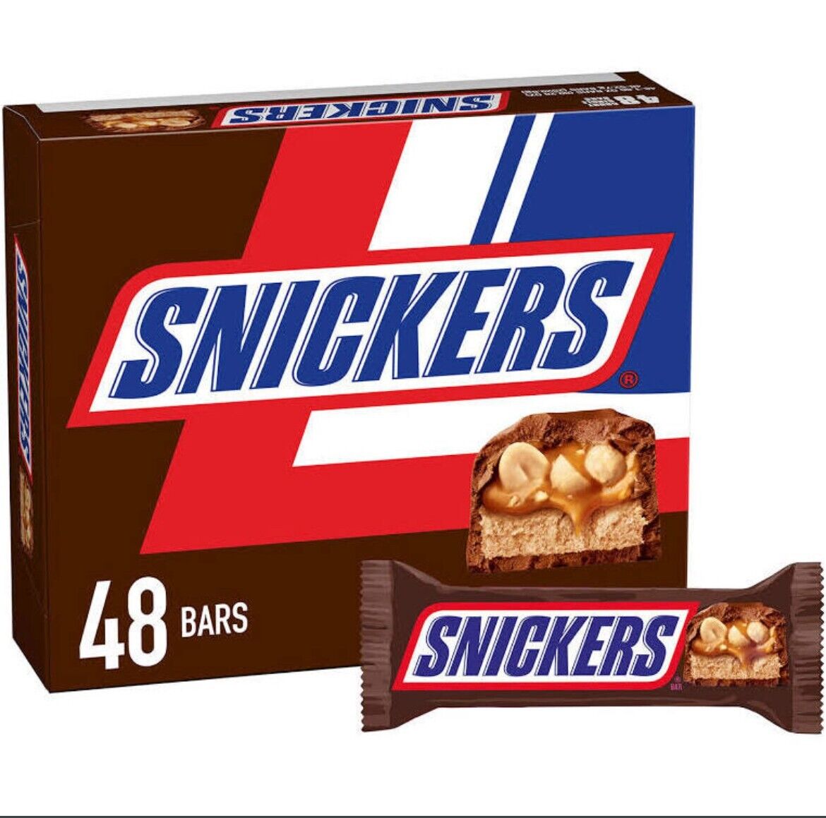 Snickers Chocolate Candy Bars (1.86oz) Bar 48-Count Box New!!