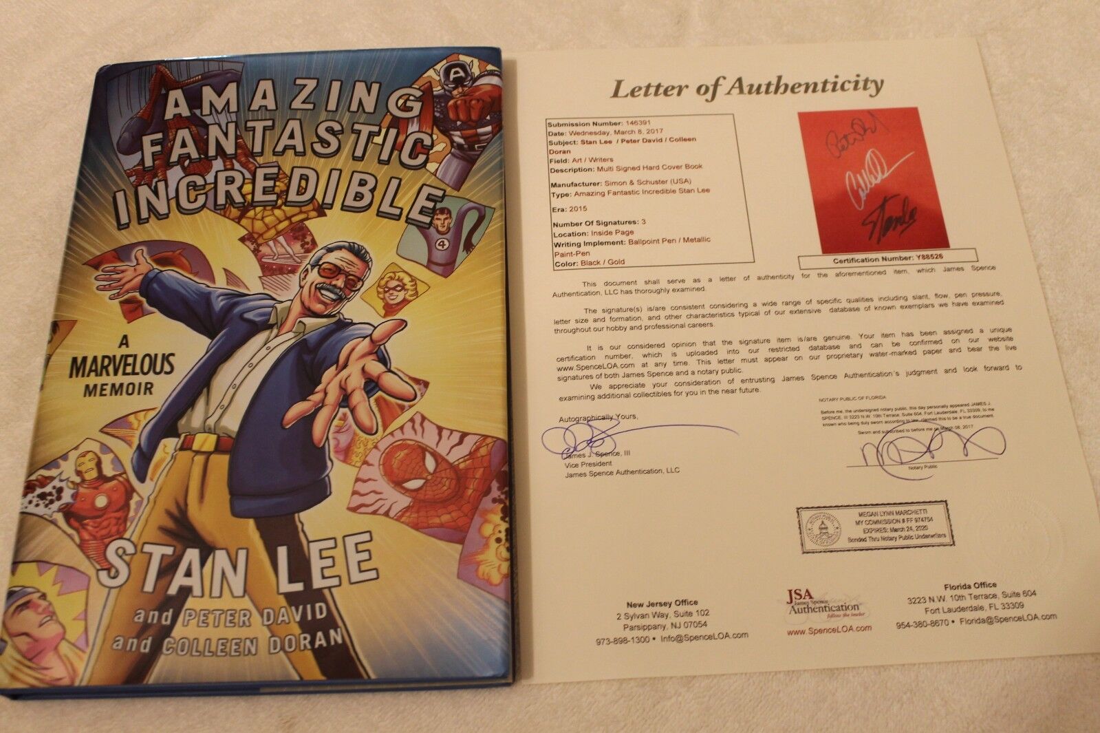 Stan Lee SIGNED -3x AUTHENTICATED The Amazing Fantastic Incredible Memoir book
