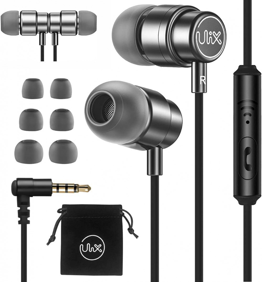 ULIX Rider Wired Earbuds with Microphone - Earphones Mic, 5 Grey