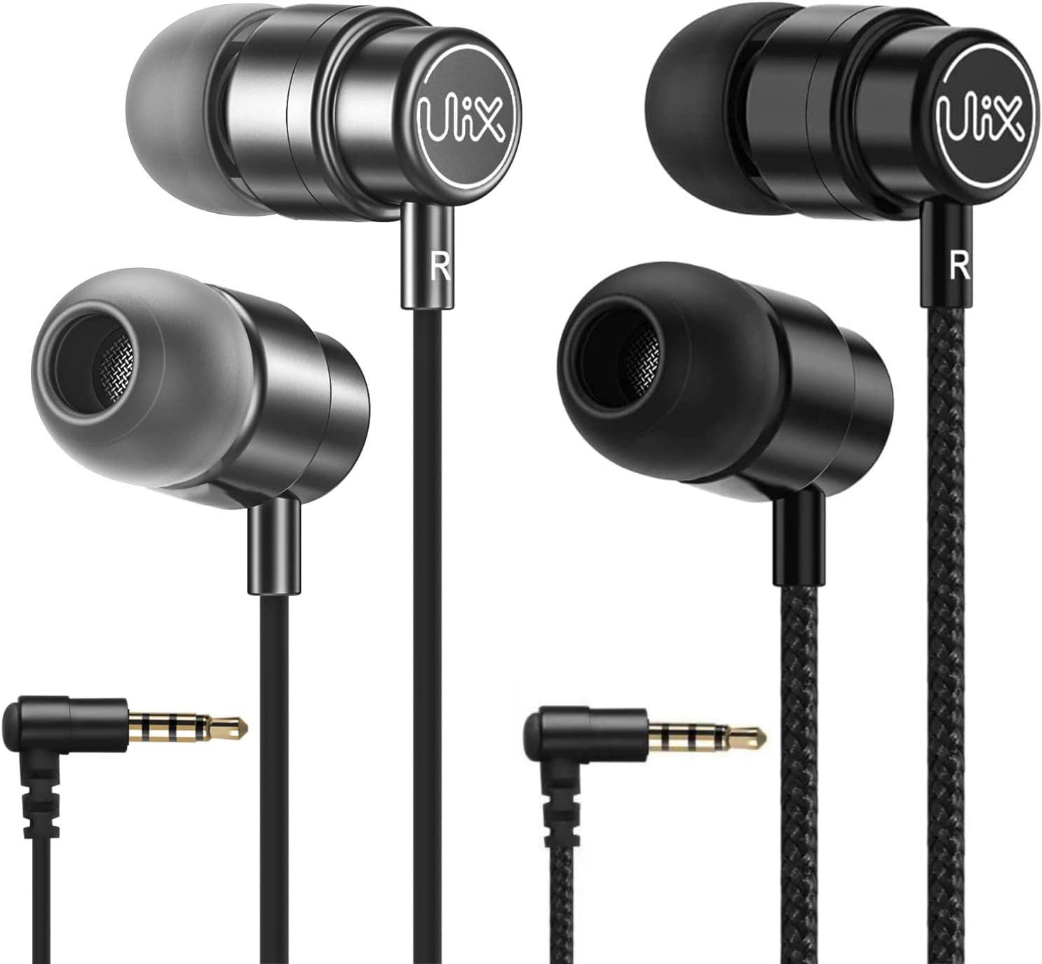 Wired Earbuds, Rider Grey and Black Earphones with Microphone, Comfortable and D