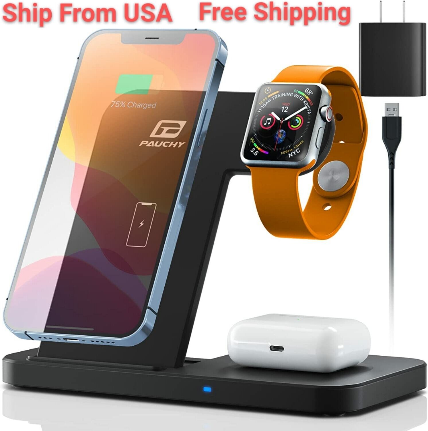 Wireless Charger 3 in 1 Charging Station 3In1 For Apple Watch Air Pods iPhone 14