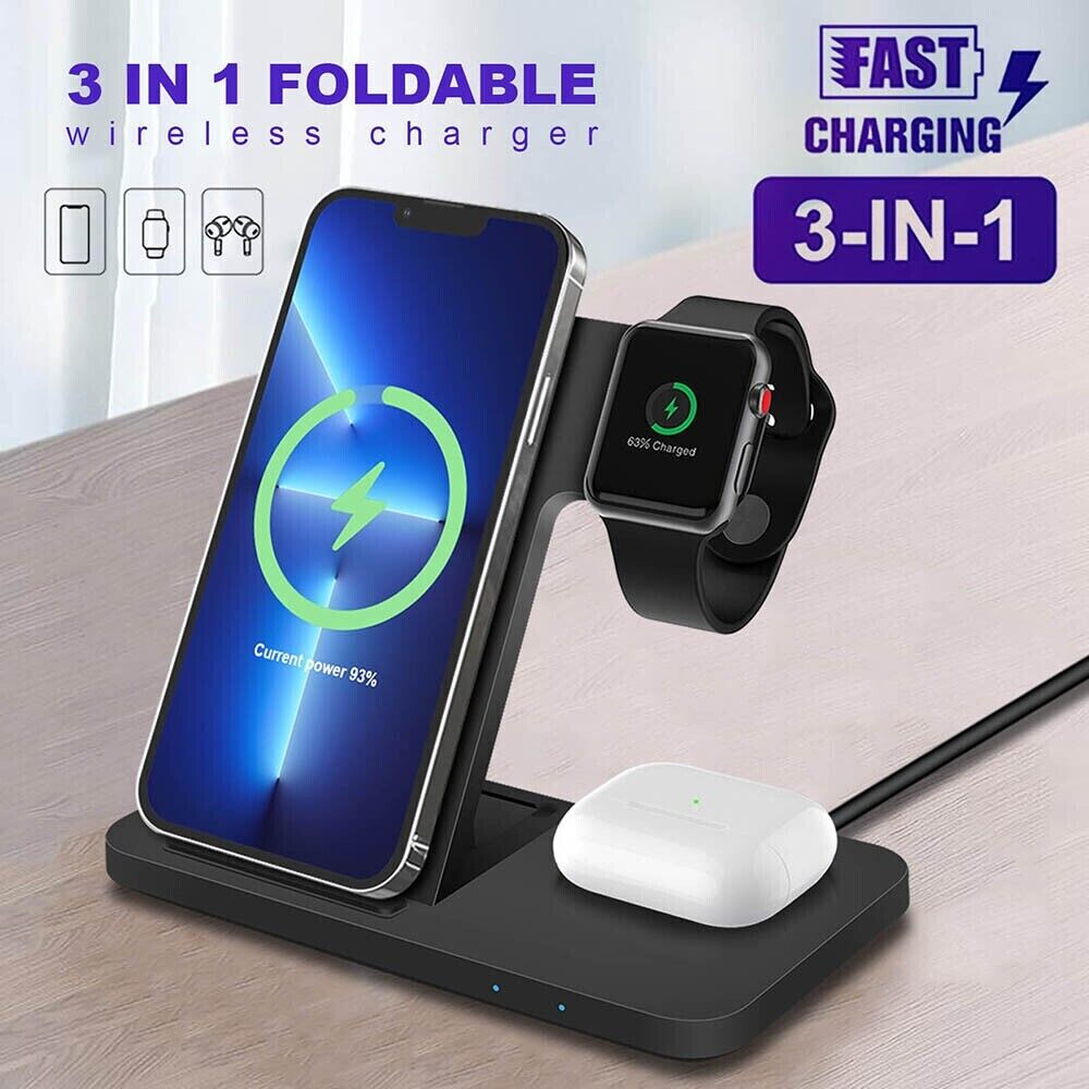 Wireless Charger Charging Station 3In1 For All Apple iWatch Air Pods iPhone
