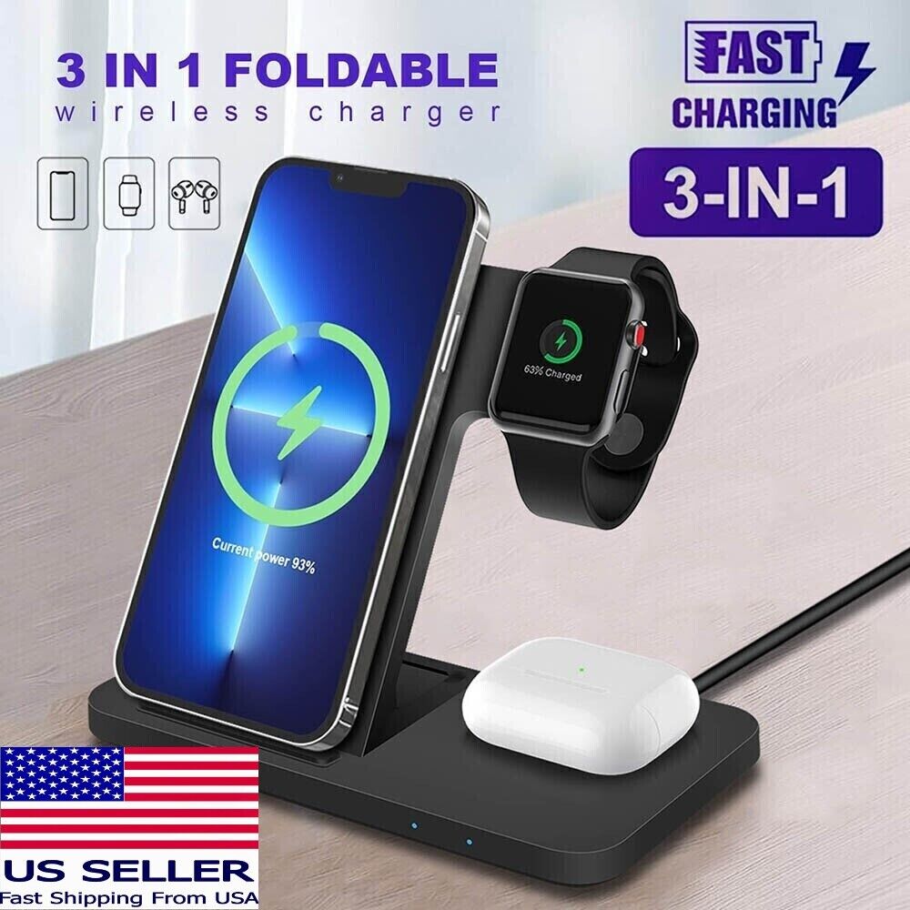 Wireless Charger Charging Station 3In1 For Apple Watch AirPods iPhone 14 13 12 W