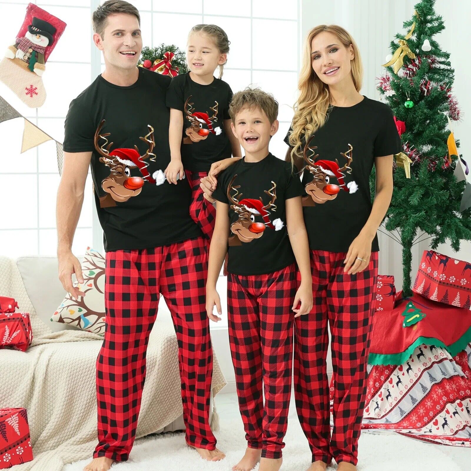 2024 JAL Pijamas navideños familiares a juego Ropa de dormir Regalo de Navidad