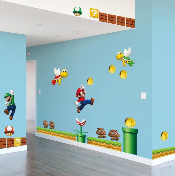NEW Super Mario Bros Removable Wall Stickers Decal Kids Home Decor ship from U.S
