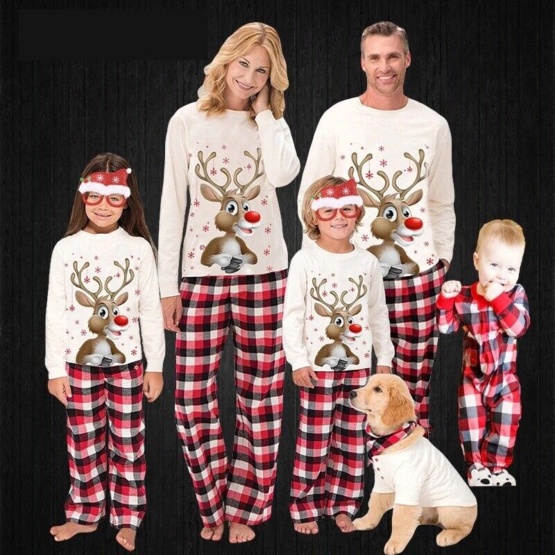Pijamas de Navidad a juego con la familia Conjunto de ropa familiar de año nuevo