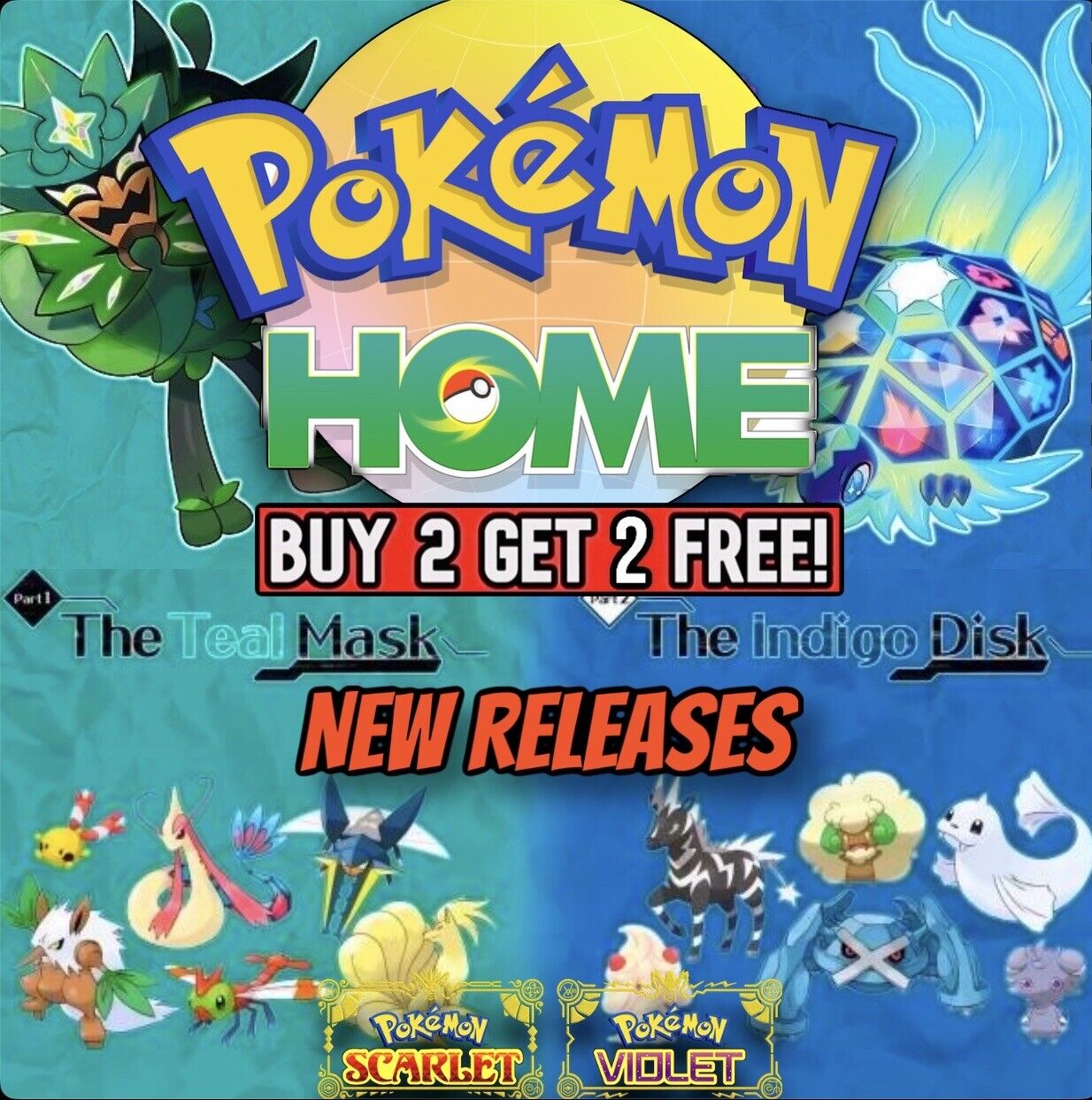 Pokémon Scarlet and Violet ⭐️ Pokémon Home ⭐️ BUY 2 GET 2 FREE Shiny & Non