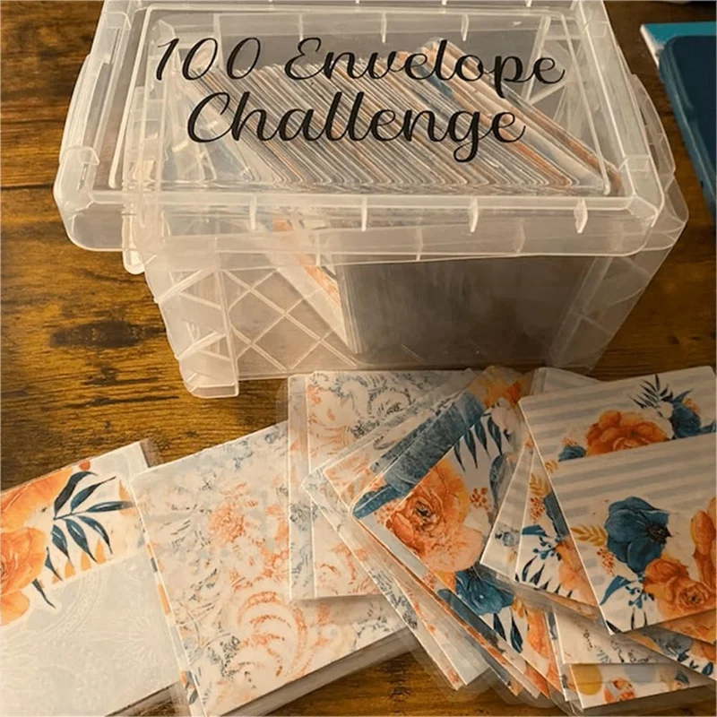 100 Envelope Challenge Box Set Easy And Fun Way To Save 10,000, 100 Envelopes Money Saving Challenge Box Reusable Durable