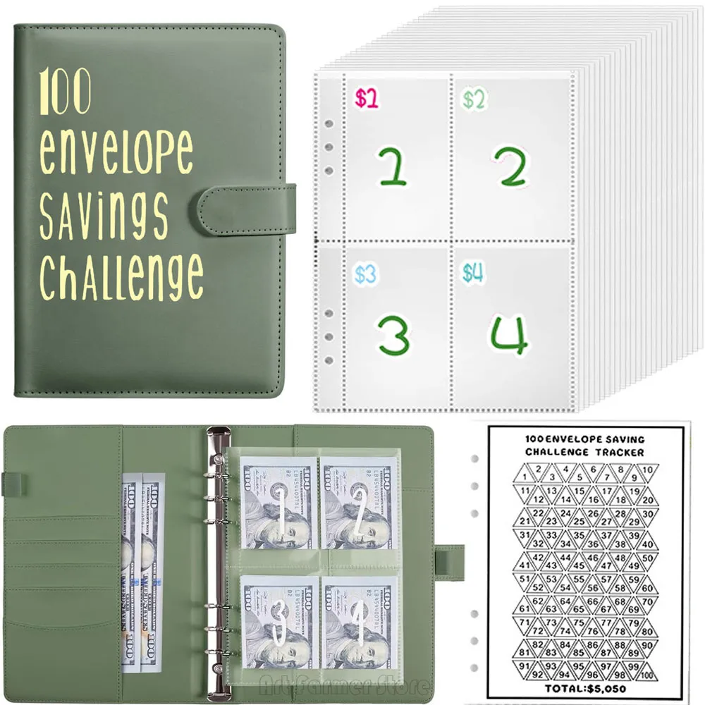 100 Envelopes Money Saving Challenge Budget Binde for Budget Planner & Saving Money - Easy and Fun Way to Save $5,050