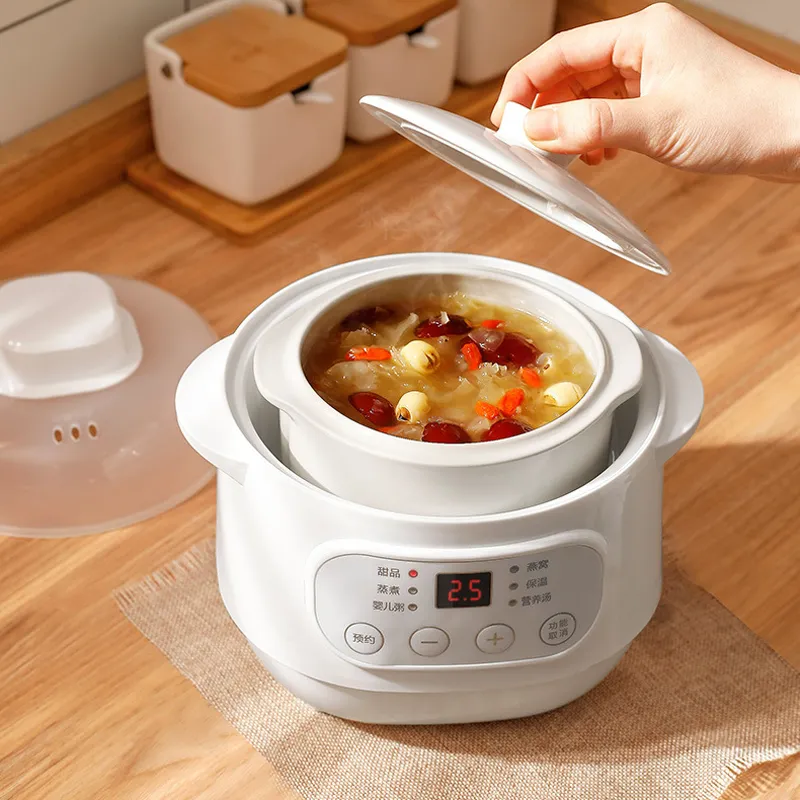 200W Electric Slow Cooker Food Steamer Stew Cup Multicooker Ceramic Pot Cubilose Stew Pregnant Tonic Baby Supplement Food Warmer