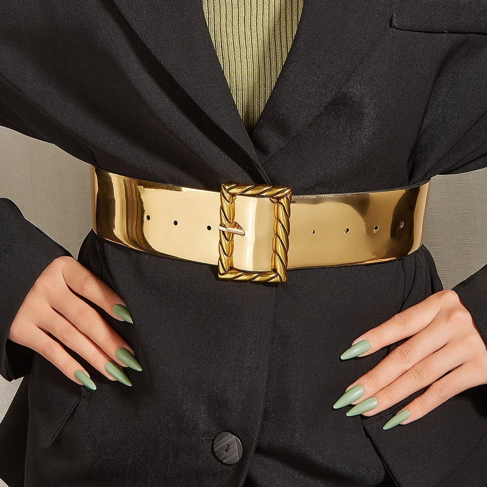2023 High Quality Ladies Fashion Gold Belt Dress Shirt Suit Decorative Pin Buckle Belts for Women Luxury Designer Waist Belt