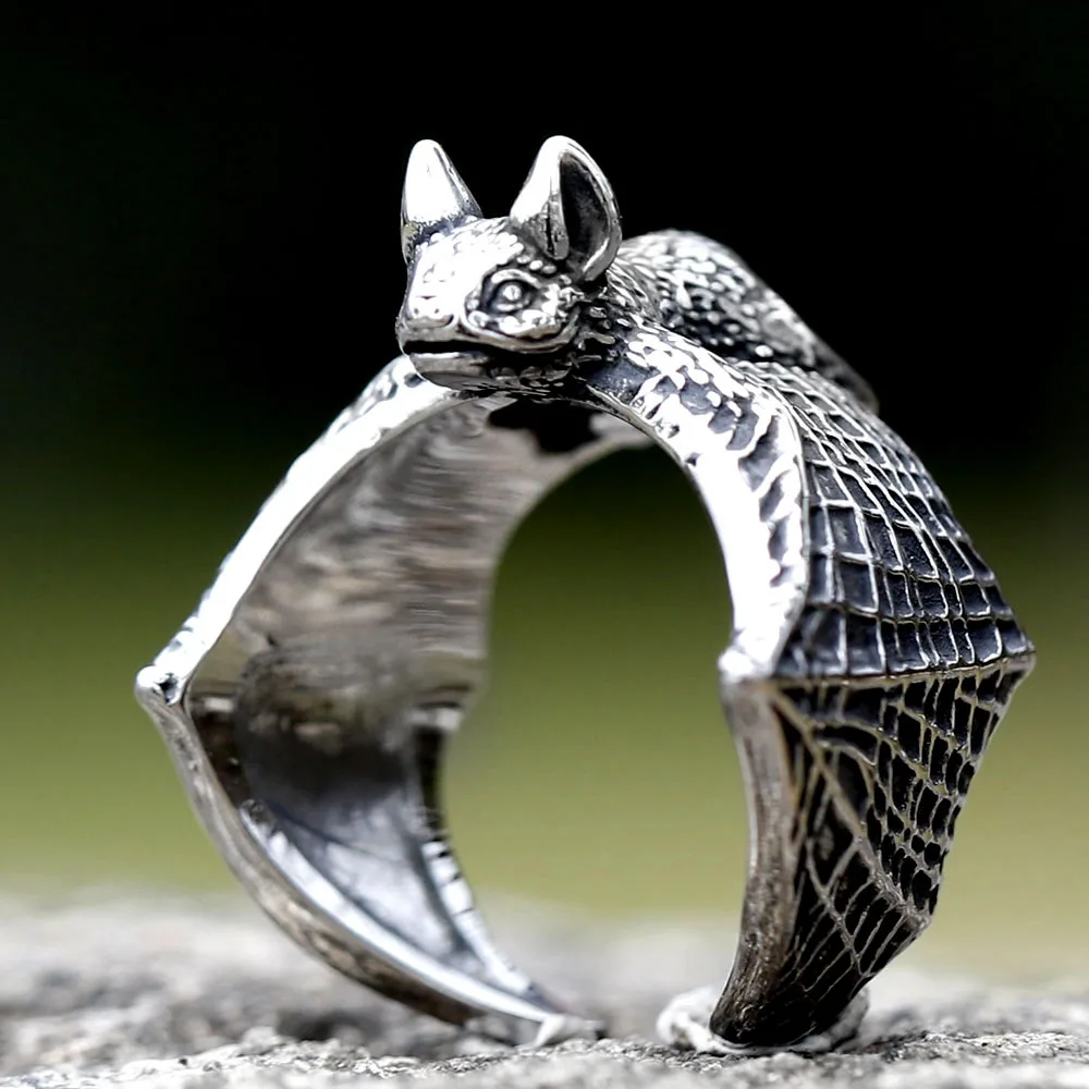 2023 New Design Stainless Steel Bat ring Detailed Punk Biker Animal Jewelry High Quality Gift Accessories for gift free shipping