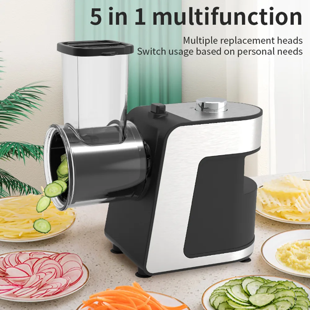 220V Electric Vegertable Cutter With 5Set Stainless Steel Blade 1000W Multifunction Potato Cucumber Carrot Slicer Food Processor
