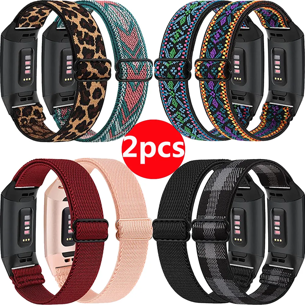2Pcs Nylon Elastic Watch Band For Fitbit Charge 4 3 Strap Sports Bracelet Correa For Fitbit Charge 3 4 Band Woven Watchband