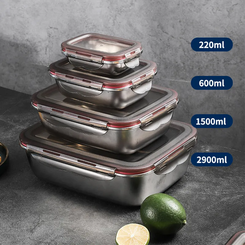 304 Stainless Steel Lunch Box Travel Leakproof Bowls Home Containers Microwave Heating Lunchboxs Big Capacity Food Lunchbox