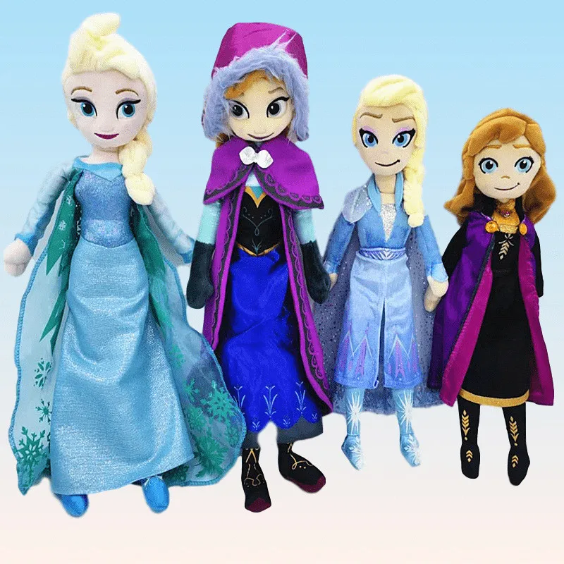 40cm 50cm Disney Frozen 2 Princess Elsa Anna Stuffed Doll Cartoon Snowman Olaf Plush Kids Toys Halloween Birthday Gift